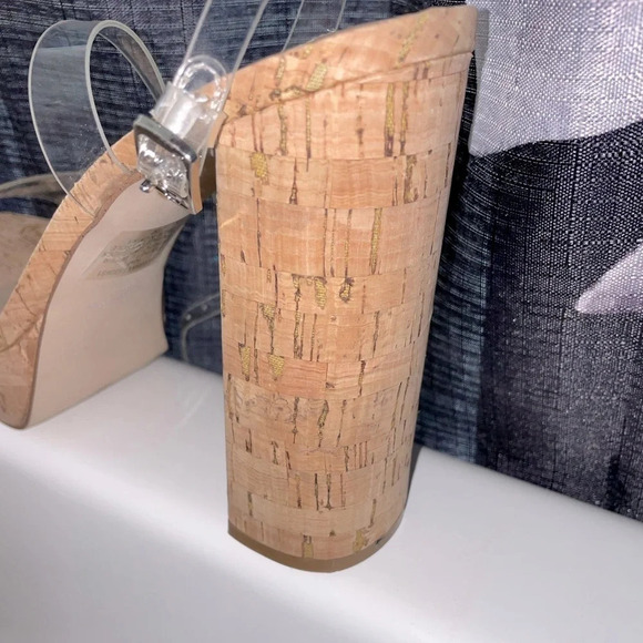 Steve Madden Lessa Clear Platform Ankle Strap  peep toe chunk heels size 10 - Picture 10 of 14